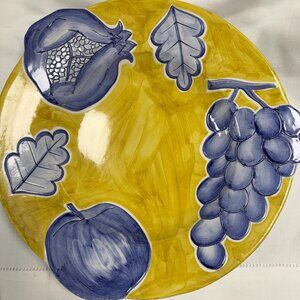 Vintage Liz Quackenbush Platter for Mariposa - Hand painted, Yellow and Blue